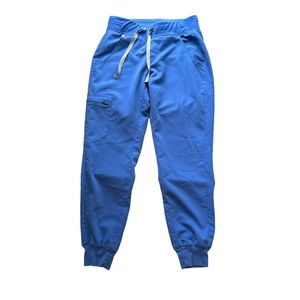 FIGS XS blue joggers scrubs cargo pockets nurse health care comfort drawstring
